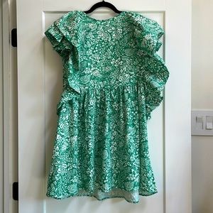 Green tropical pattern dress